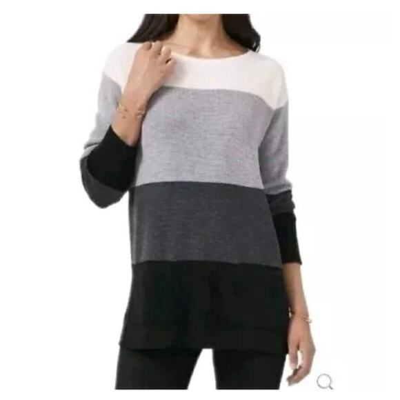 VINCE CAMUTO NWT Waffle Stitched Color Block Sweater Cream/Gray Size XXL - Picture 1 of 8
